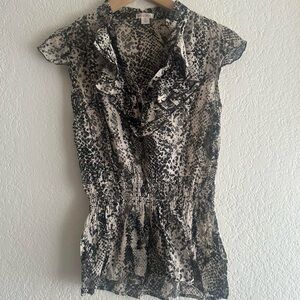 Xhilaration Black and White Ruffle Blouse